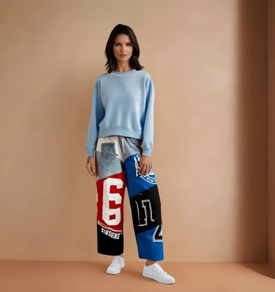 Colorblock Patchwork Wide-Leg Pants