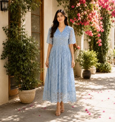 Elegant Floral Lace Maxi Dress for Women